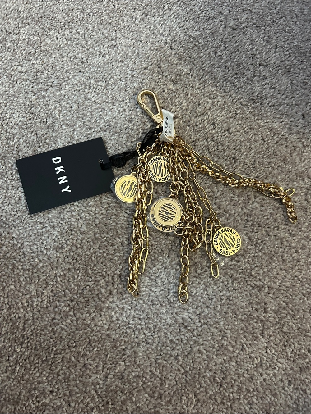 Donna Karan Gold-Tone Coin Charm Chain Key Fob Chain